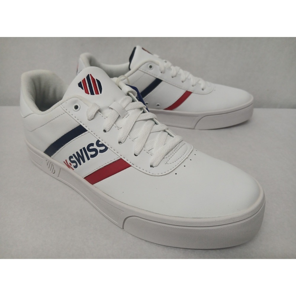 K-Swiss‎ Men's Court Lite Spellout Tennis Shoes 06147-113-M White Navy Red Sz 10